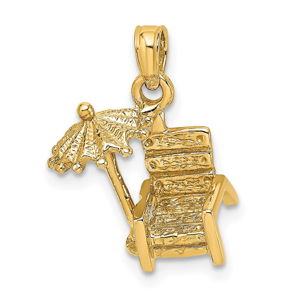 14K 3-D Beach Chair with Umbrella Charm