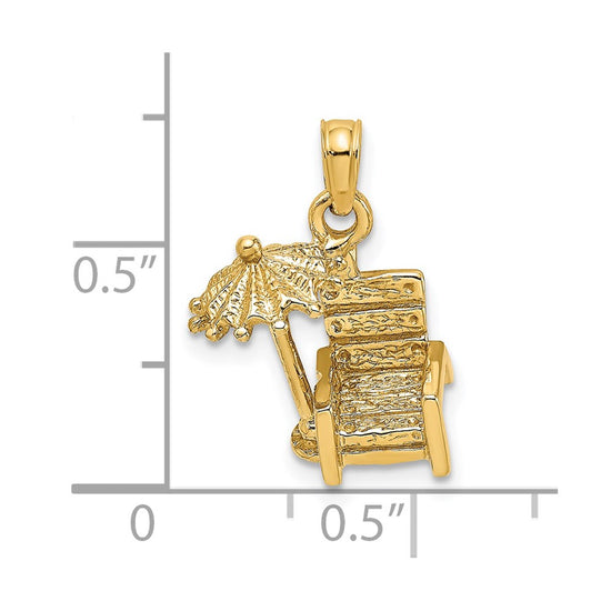 14K 3-D Beach Chair with Umbrella Charm