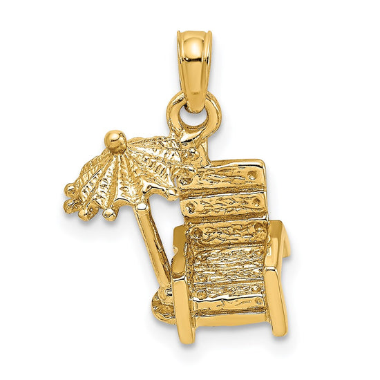 14K 3-D Beach Chair with Umbrella Charm
