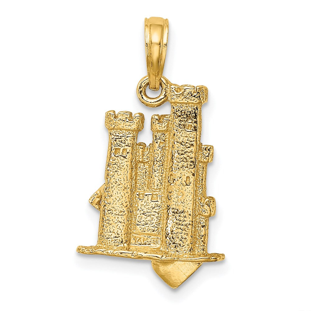Gold Polished Sand Castle Pendant