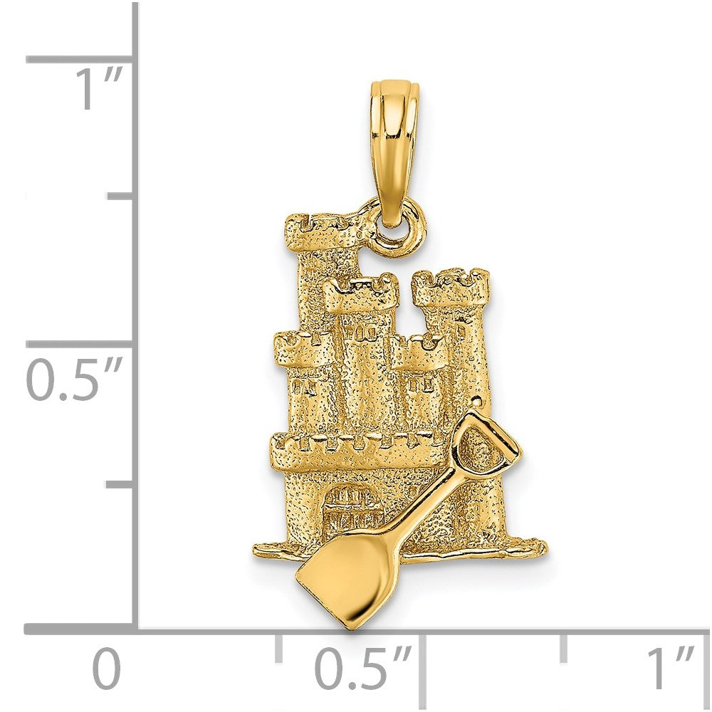 Gold Polished Sand Castle Pendant
