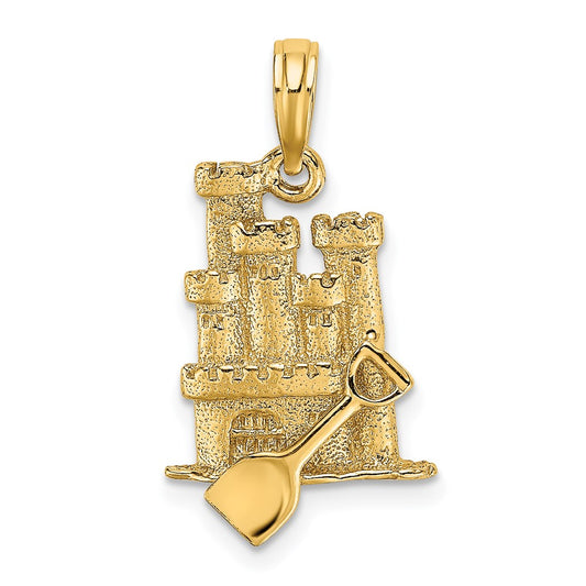 Gold Polished Sand Castle Pendant