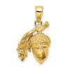 14K 3-D Acorn with Leaf Pendant