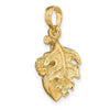 14K 3-D Acorn with Leaf Pendant