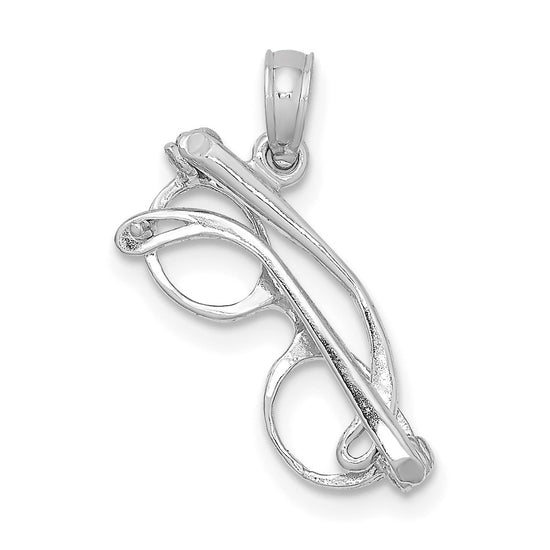 14K White Gold 3-D Glasses with Moveable Sides Charm