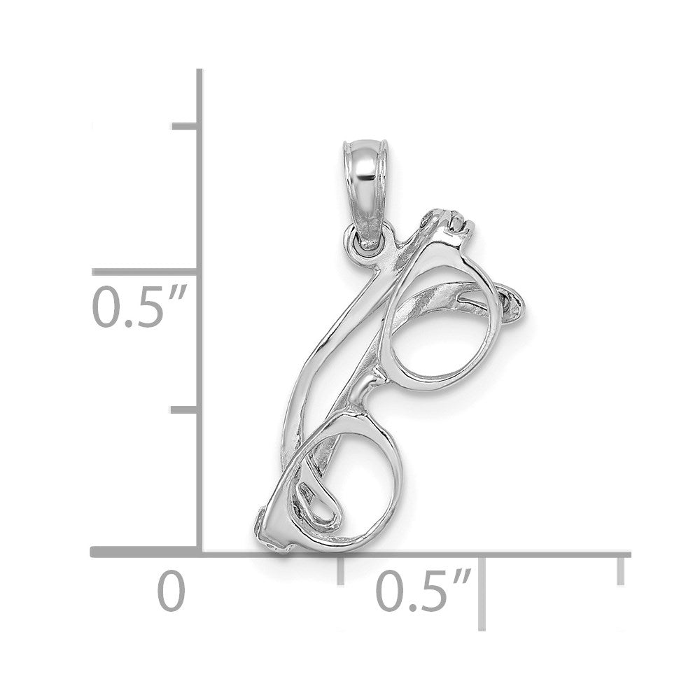 14K White Gold 3-D Glasses with Moveable Sides Charm