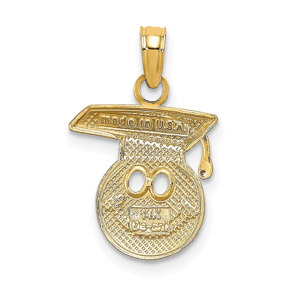 14K Polished Smiley Face with Graduation Cap Charm