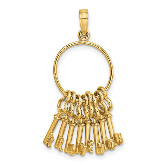 14K Moveable 3D I LOVE YOU Key Chain Charm