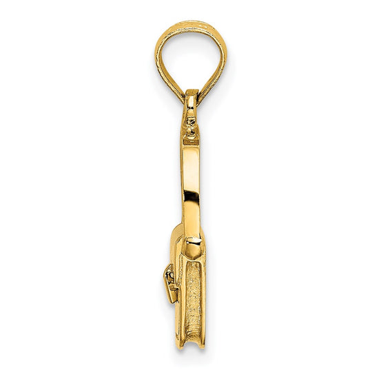 14K 3-D Polished Satchel Purse with Moveable Handle Charm