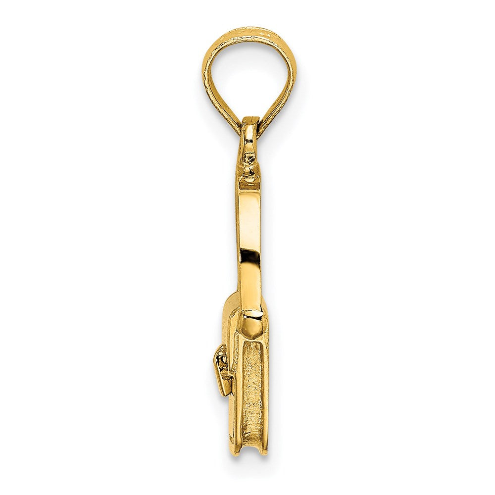 14K 3-D Polished Satchel Purse with Moveable Handle Charm