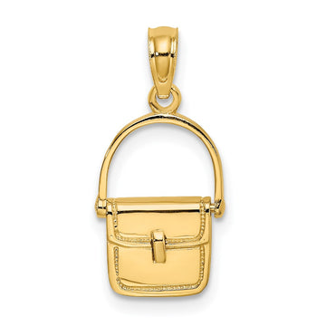 14K 3-D Polished Satchel Purse with Moveable Handle Charm