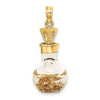 14K 3-D Gold Leaf In Glass Bottle Charm