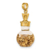 14K 3-D Gold Leaf In Glass Bottle Charm