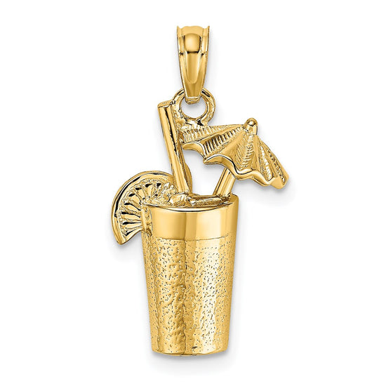 14K Cocktail Drink with Umbrella Charm