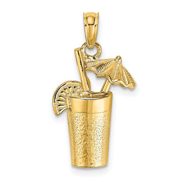 14K Cocktail Drink with Umbrella Charm