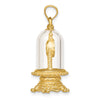 14K 3-D Enameled Moveable Clock In Glass Dome Charm