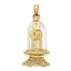 14K 3-D Enameled Moveable Clock In Glass Dome Charm