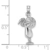 14K White Gold Polished Tropical Drink Charm
