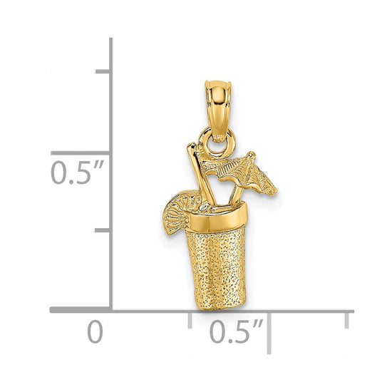 14K Cocktail Drink with Umbrella Charm