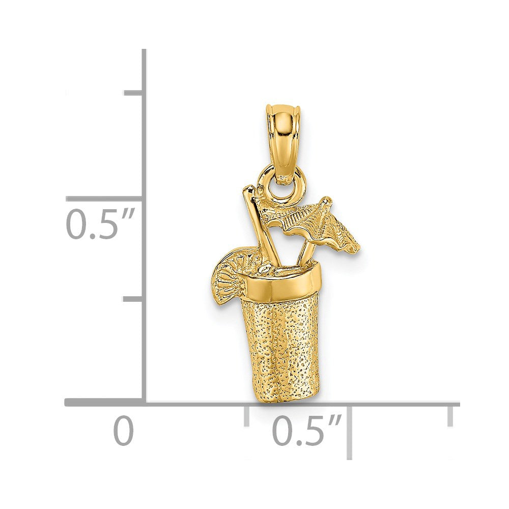 14K Cocktail Drink with Umbrella Charm