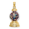 14K 3-D Glass Gumball Machine with Moveable Multi-colored Beads Pendant
