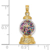 14K 3-D Glass Gumball Machine with Moveable Multi-colored Beads Pendant