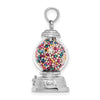 14K White Gold 3-D Glass Gumball Machine with Moveable Multi-colored Beads Pendant