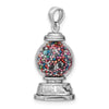 14K White Gold 3-D Glass Gumball Machine with Moveable Multi-colored Beads Pendant