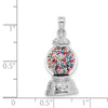 14K White Gold 3-D Glass Gumball Machine with Moveable Multi-colored Beads Pendant