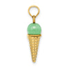 14K Satin Polished 3-D Green Bead Ice Cream Cone Pendant