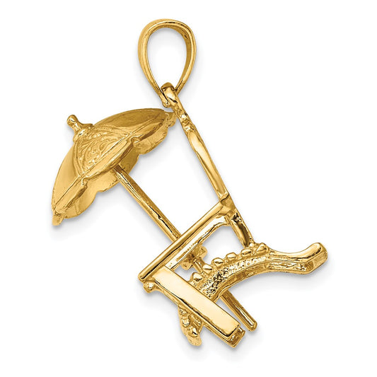 14K 3-D Beach Chair with Umbrella Charm