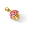 14K 3-D with Colored Bead Icing Cupcake Charm