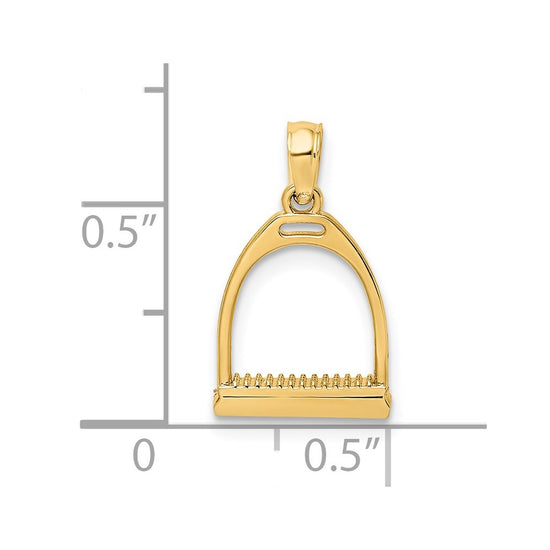 14K 3-D Polished Small Horse Stirrup Charm