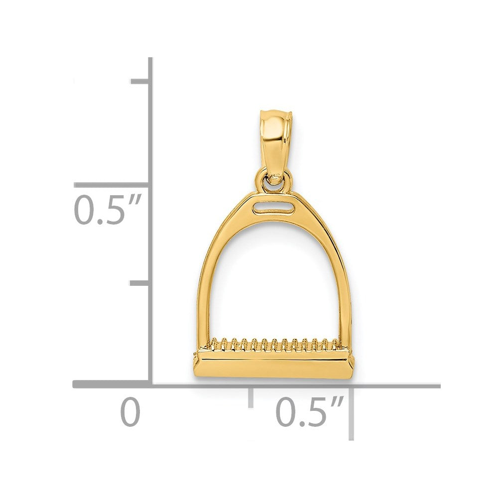 14K 3-D Polished Small Horse Stirrup Charm