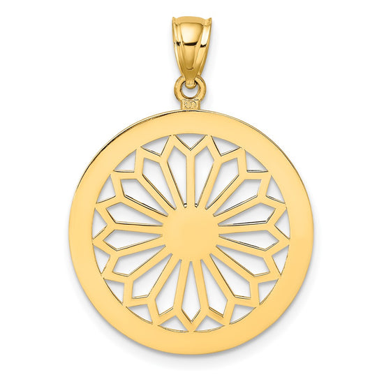 14K Retro Daisy In Round Frame Charm