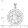 14K White Gold Retro Daisy In Round Frame Charm