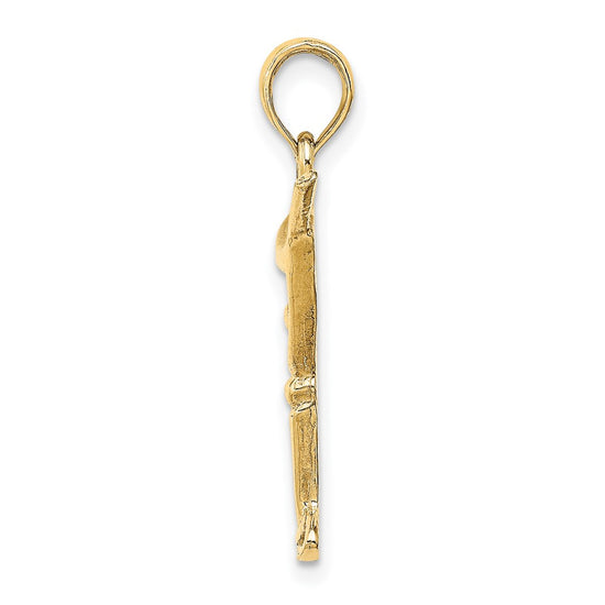 14K Polished Cut-Out Martini with Olive Charm