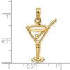 14K Polished Cut-Out Martini with Olive Charm