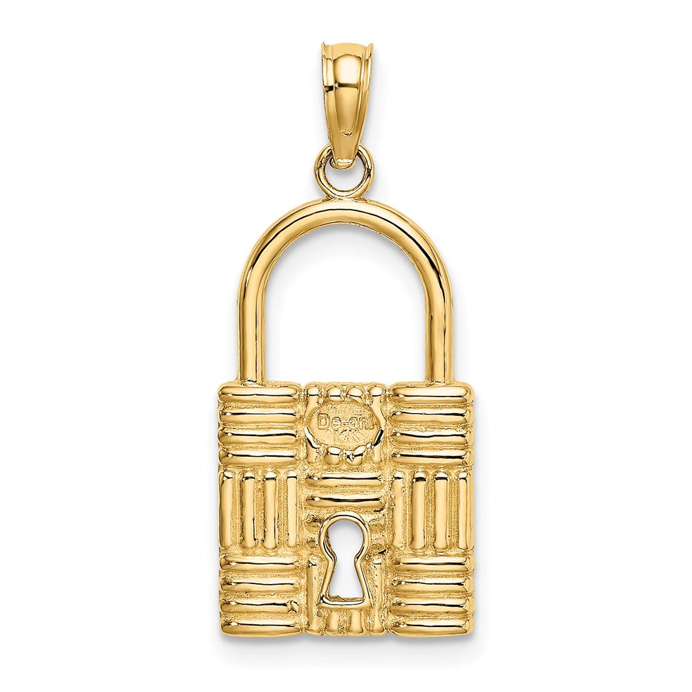 14K 3-D Padlock with Key Hole Charm