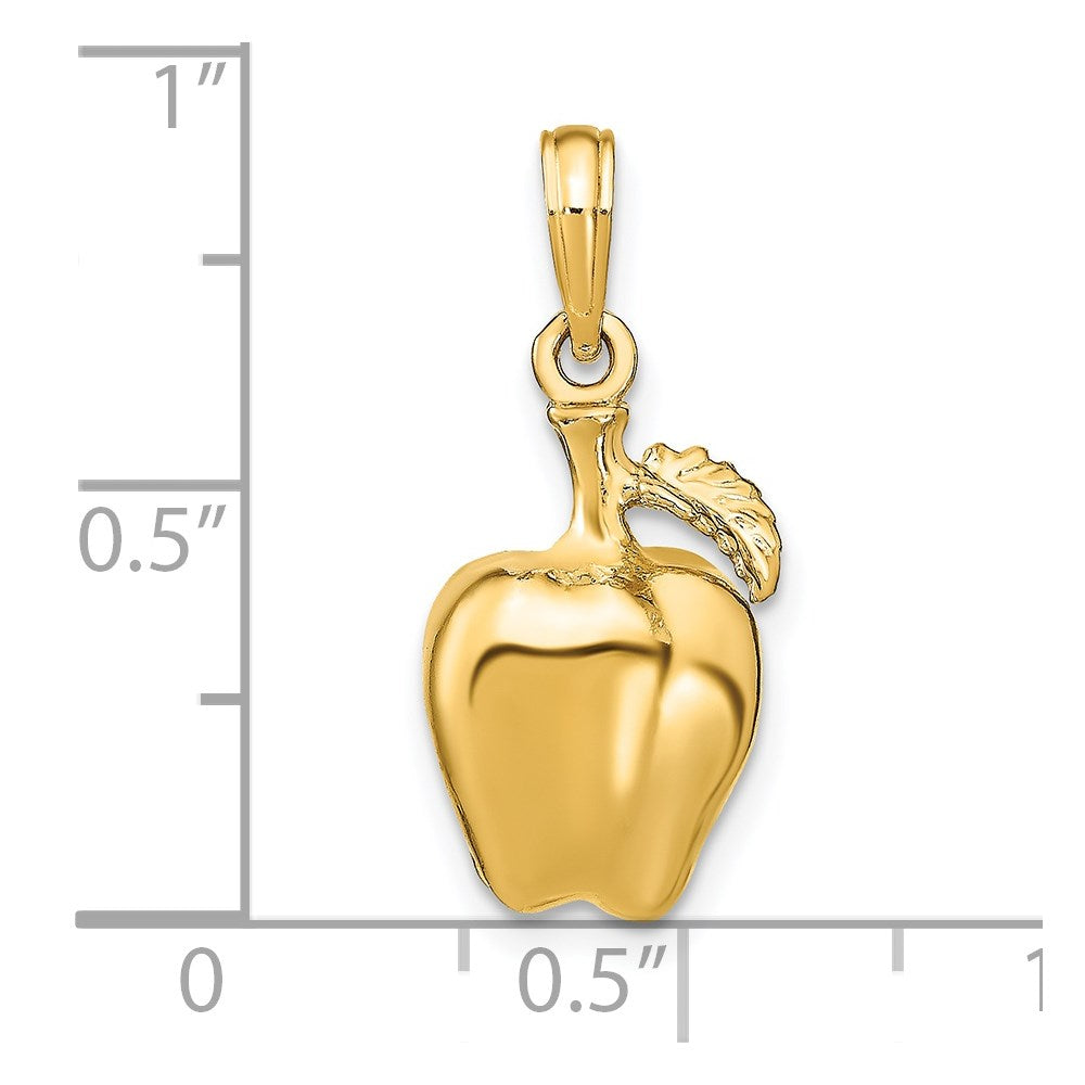 14K 3-D Apple with Stem and Leaf Charm