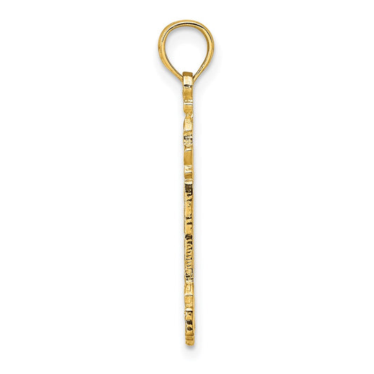 14K Flat and Textured Lighthouse Charm