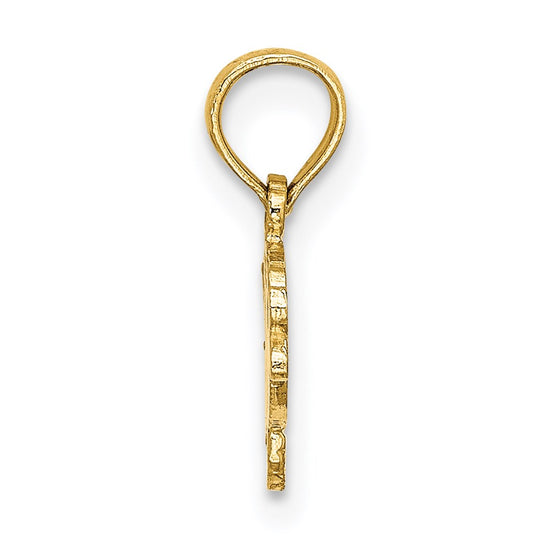 14K Flat Textured Playful Fish Charm