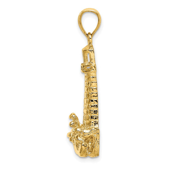 Gold Polished Lighthouse Pendant