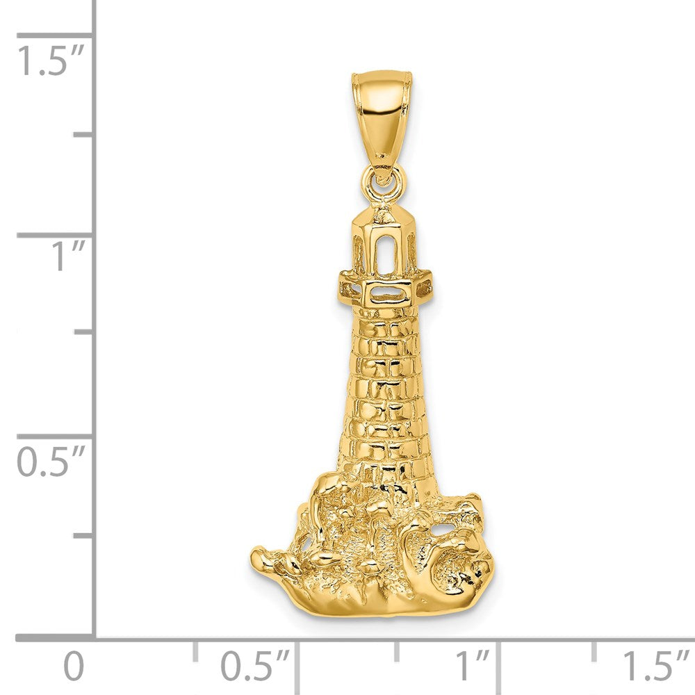 Gold Polished Lighthouse Pendant