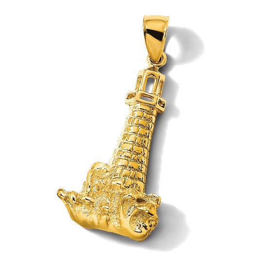 Gold Polished Lighthouse Pendant
