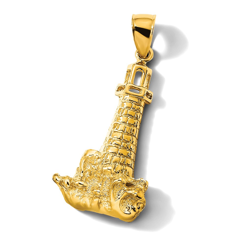 Gold Polished Lighthouse Pendant