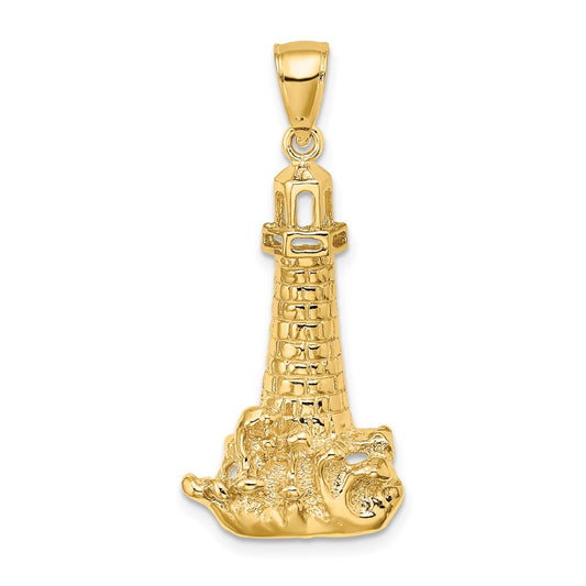 Gold Polished Lighthouse Pendant