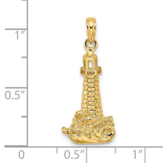 Gold Polished Lighthouse Pendant