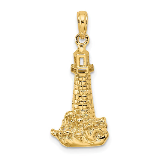 Gold Polished Lighthouse Pendant