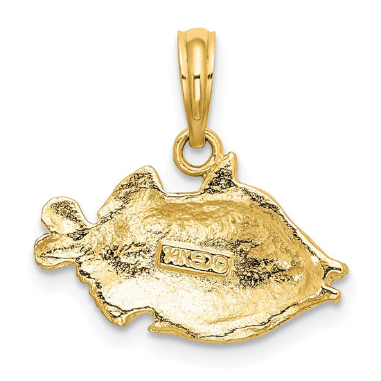 14K 2-D Polished Textured Humu Humu Fish Charm